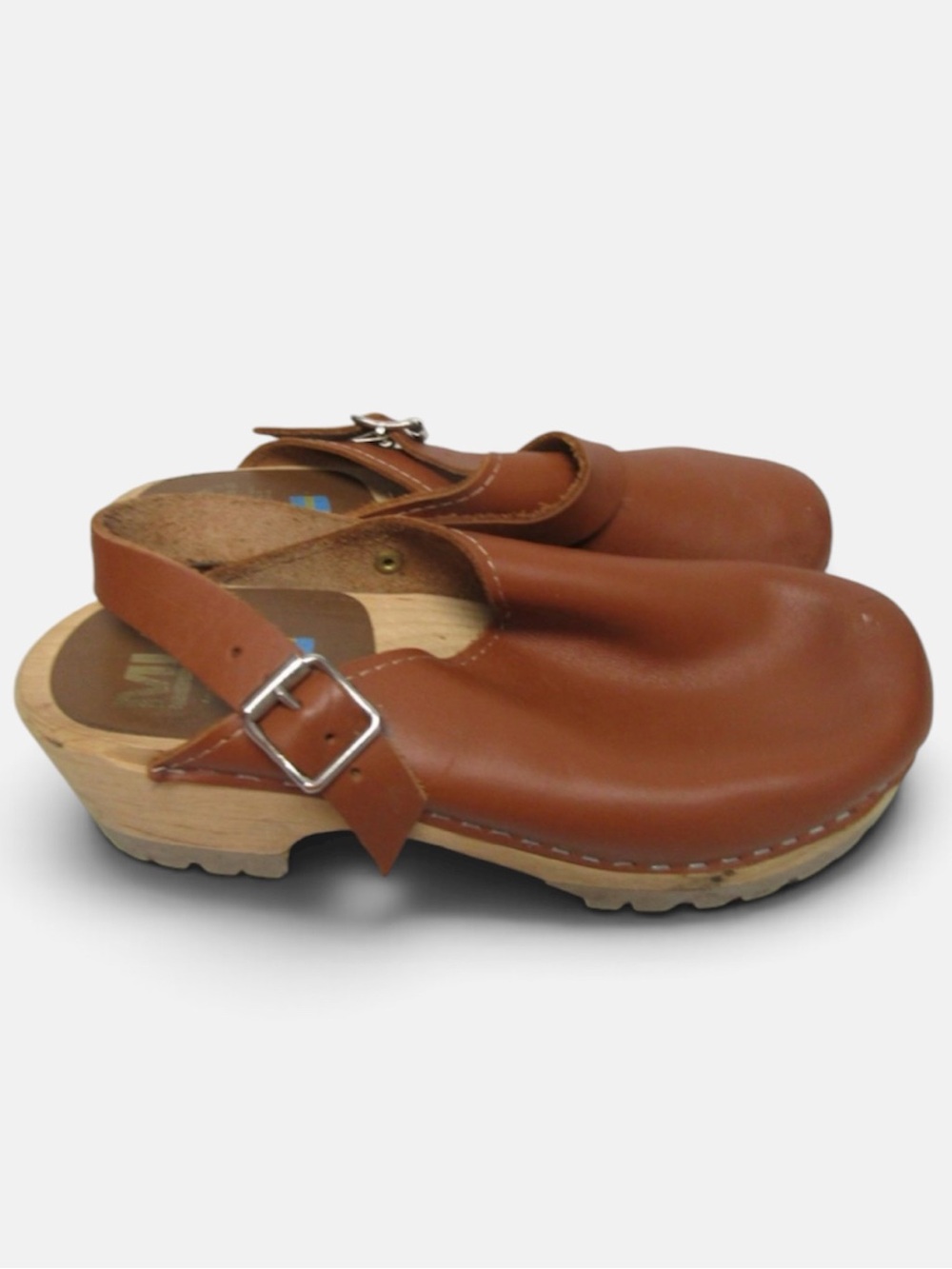 Mia Alma brown leather women's size 39/8.5M Swedish clogs